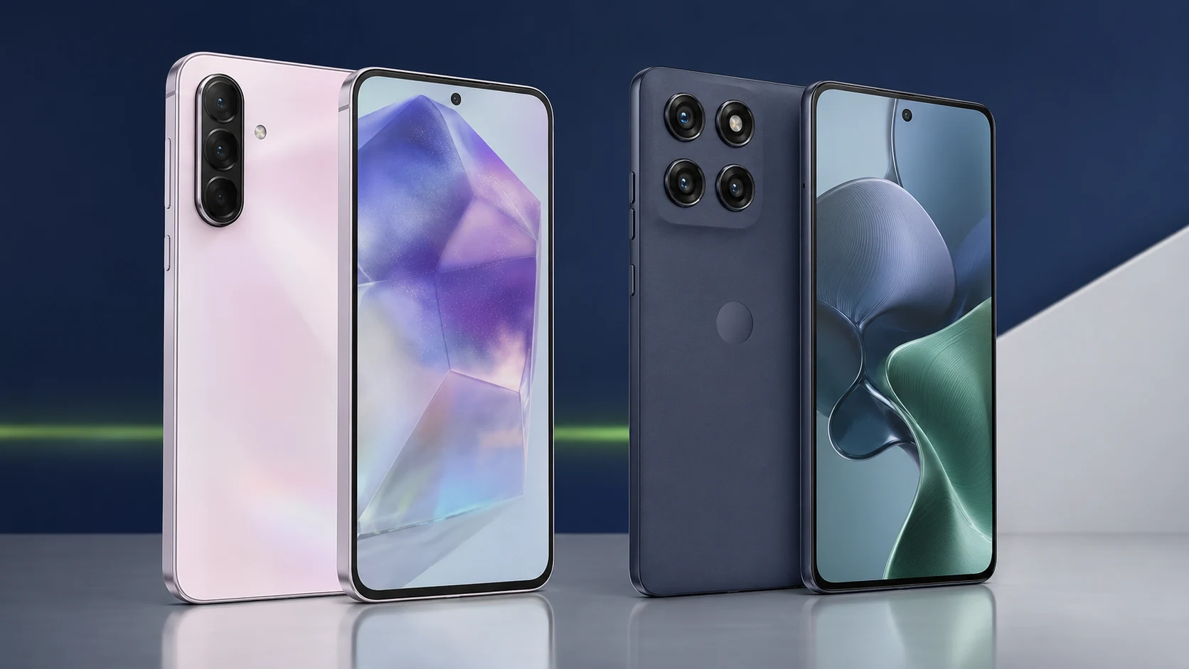 Samsung Galaxy A56 e Motorola Moto G86 5G apresentados lado a lado